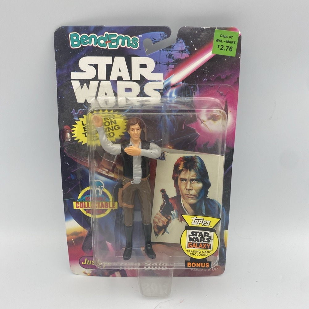 NIP Vintage Star Wars Bend Ems Han Solo 1994 with Topps‎ Galaxy Trading Card